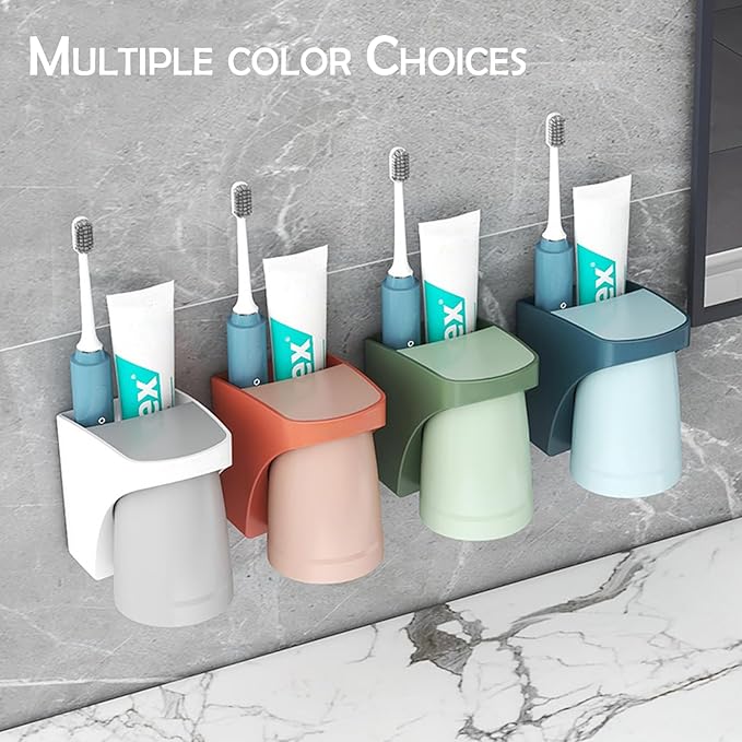 Toothbrush Holders for Bathroom，Wall Mounted Magnetic Cup Set, sgzscl Electric Toothbrushes Storage Organizer Space Saving Holders for Water pik Oral B, Father Mother and Son/Daughter (Lightgrey)