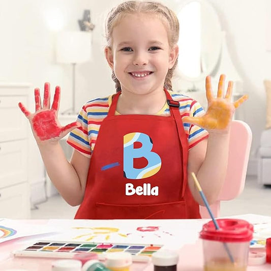 Personalized Kids Apron for Cooking with Chef Hat, Toddler Apron for Girls and Boys, Baking & Painting, Christmas, Birthday Gift For Children