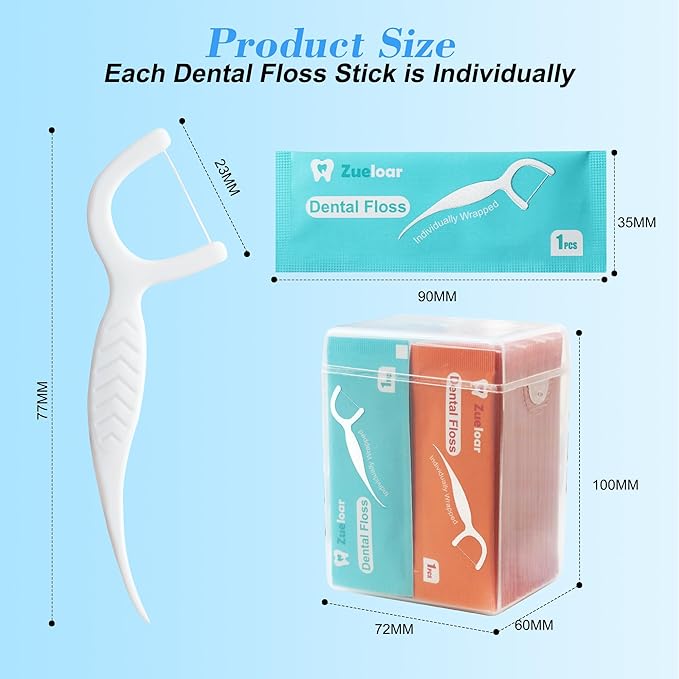Individually Wrapped Dental Floss Picks, Floss Singles Case,100 Count Tooth Flossers for Travel Hotel Restaurant Party Office Car, Oral Care and Clean Teeth for Adults Kids (100)