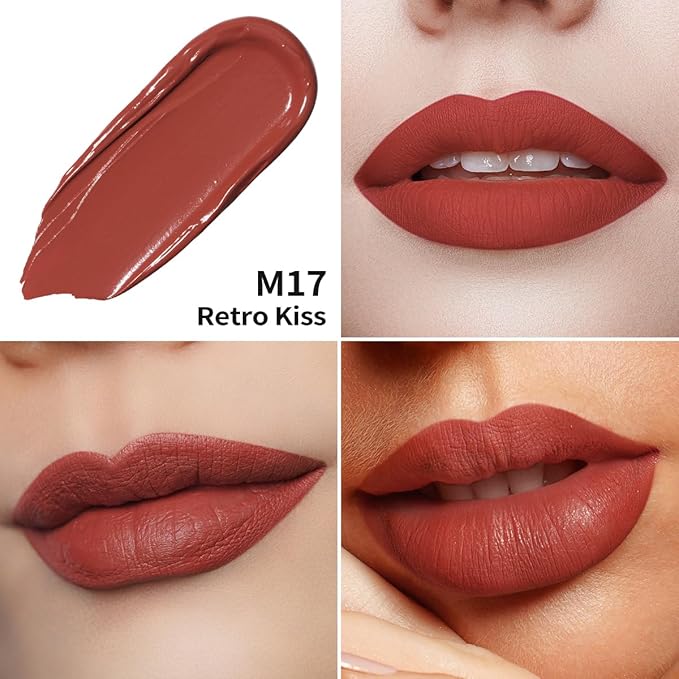 Oulac Matte Liquid Red Lipstick, Orange Tone, Long Lasting, Waterproof, No Transfer, Creamy High Pigmented Formula with Vitamin E, Vegan & Cruelty-Free