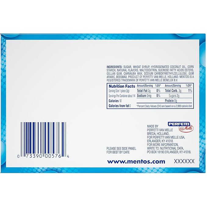 Mentos Chewy Mint Candy Roll, Holiday Candy for Christmas Stocking Stuffers for Adults & Kids, Party, Non-Melting, 14 Count (Pack of 15) - Packaging May Vary