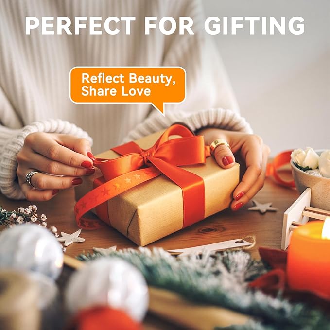 Auxmir Travel Makeup Mirror with 3 Dimmable Color Lights, Portable Foldable LED Lighted Travel Makeup Mirror, Rechargeable Compact Vanity Mirror with Light, Adjustable Height and Angle for Desk, Black