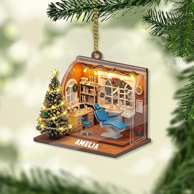 Custom Dentist Christmas Ornaments, Personalzied Christmas Dental Gifts, Custom Dentist Ornaments, Personalized Hanging Decor Dental Gifts 01