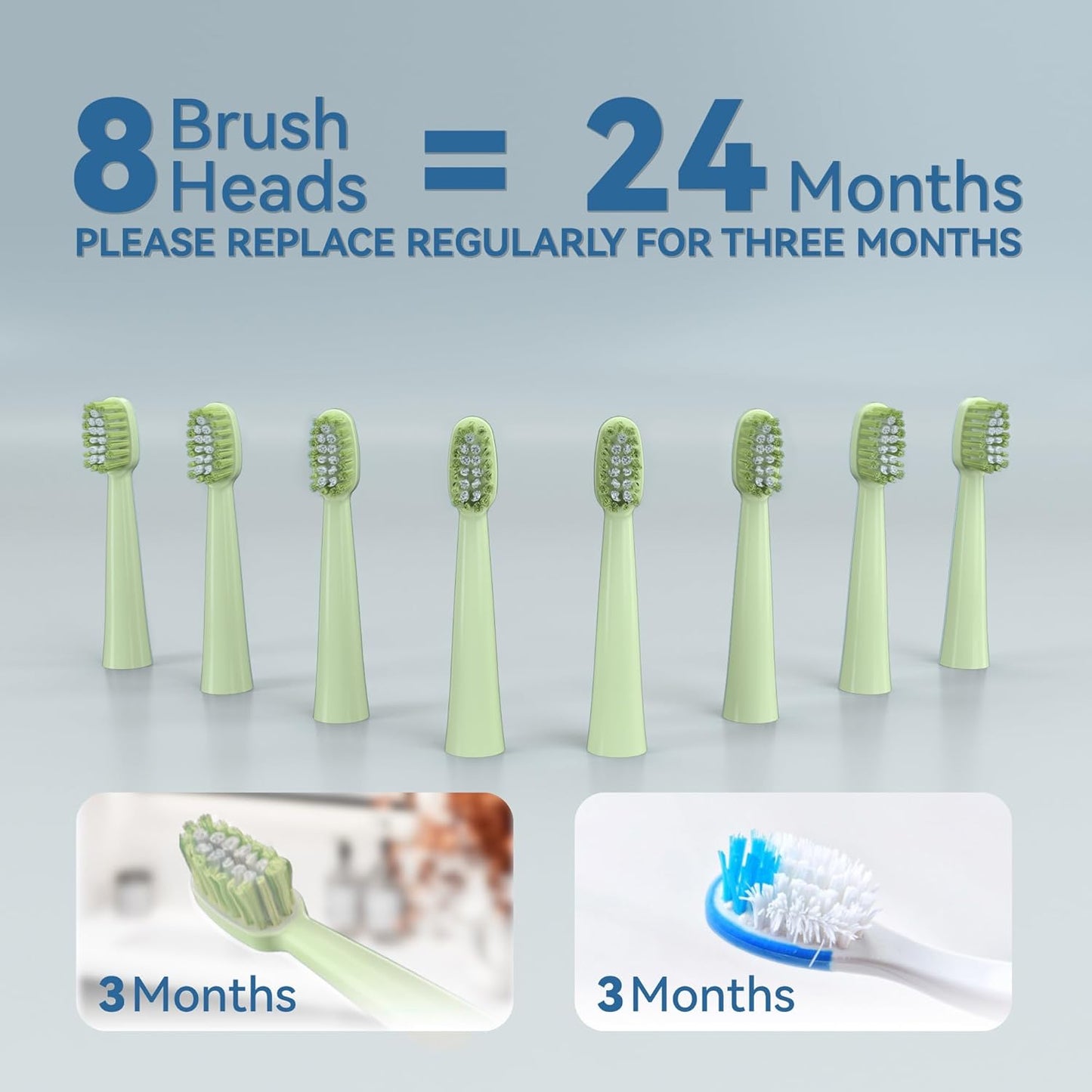 7AM2M Sonic Electric Toothbrush for Adults and Kids- High Power Rechargeable Toothbrushes with 8 Brush Heads,5 Adjustable Modes, Built-in 2-Minute Smart Timer,4 Hours Fast Charge for 30 DaysGreen
