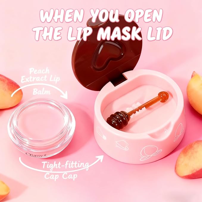 10 PCS Bee Lip Balm Honey Pot,Strawberry,Watermelon,Apple Lime,Cherry,Mint,Aloe Vera,Grapes,Coconut&Peach Flavors Honey,Moisturizing Lip Mask Overnight Reduces Lip Lines,Cracked Lip Care,Bulk Gifts