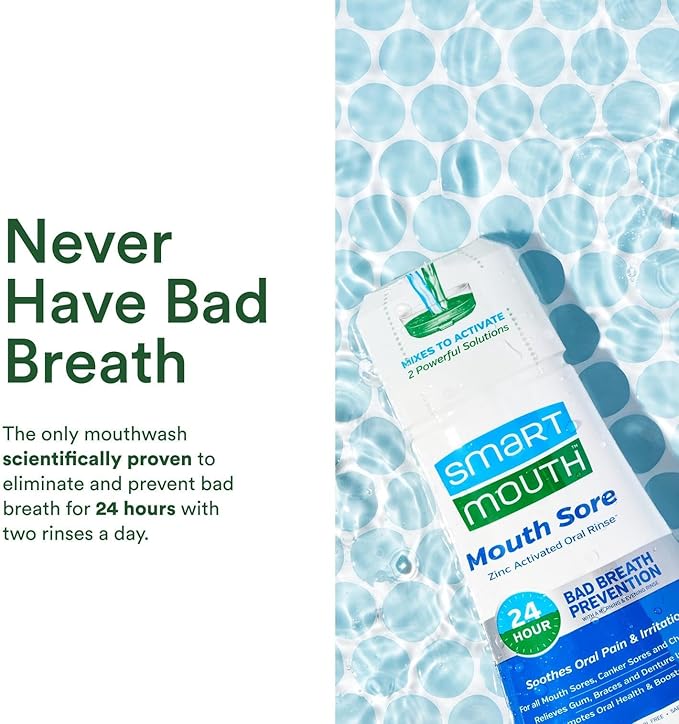 SmartMouth Mouth Sore Zinc Activated Oral Rinse 10.82oz, 2 Pack