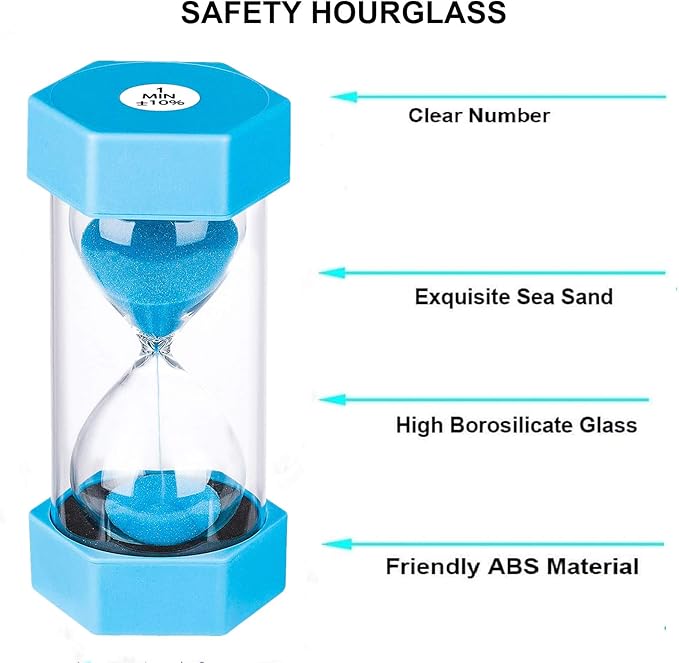 SuLiao 10 Minute Sand Timer Hourglass: Plastic Sand Clock 10 Minutes,Large Blue Sand Watch 10 Min,Reloj De Arena,Colorful Hour Glass Sandglass for Kids, Games, Classroom, Kitchen, Decorative