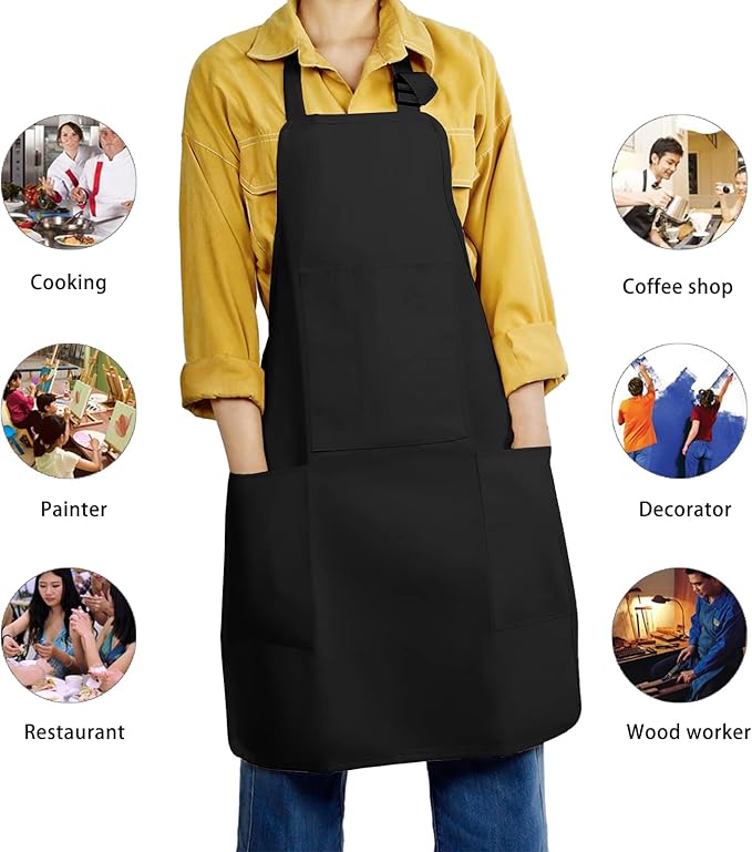 FreeNFond Kids Apron Adjustable Child Apron with 4 Pockets for Baking Painting