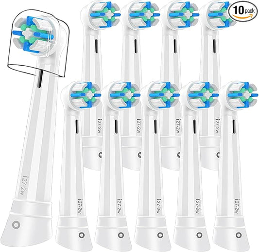10PACK Replacement Toothbrush Heads Compatible with Oral B iO Series 2/3/4/5/6/7/8/9/10 Electric Toothbrush,Round Brush Heads for Gentle Gum Care & Deep Cleaning,White