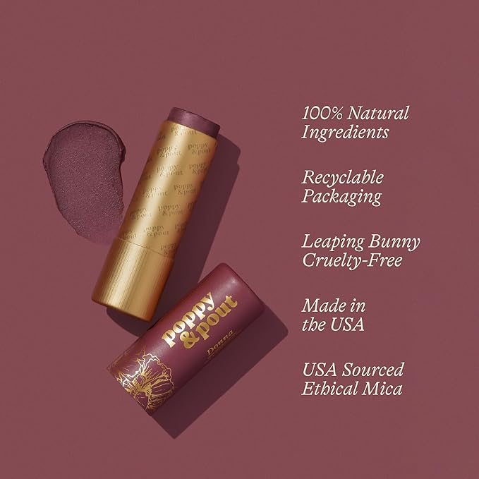 Poppy & Pout All Natural Lip Tint, Cardboard Tube, Hand-Filled, Beeswax, Vitamin E, Coconut Oil, Cruelty Free, All-Natural Shades (Donna)