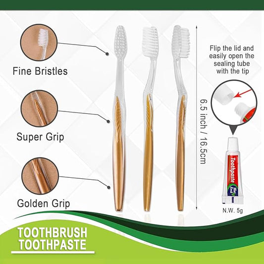 200 Pack Disposable Toothbrushes with Toothpaste Bulk Individually Wrapped, Travel Toothbrushes with Medium Soft Bristle, Manual Travel Toothbrush Kit for Adults, Kids