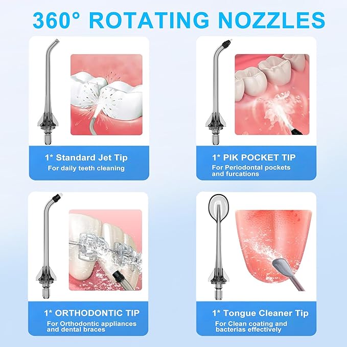 Water Dental Flosser Tip Replacement Heads Oral Irrigator Refill Heads Jet Tips,Only Compatible Water Flosser COSLUS C20 (F5020E), E40 (WFP14), C31 (F5023), C50, and C51