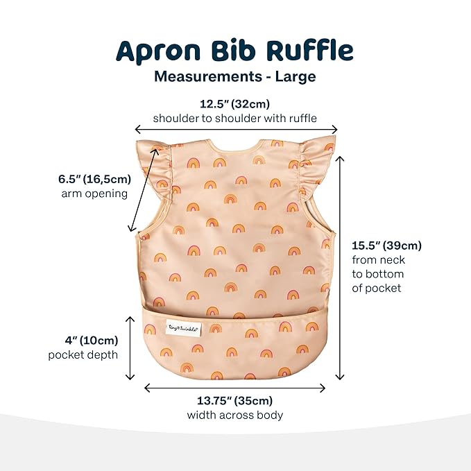 Tiny Twinkle Mess Proof Baby Bib for Girls | Waterproof Toddler Bib for Eating | Baby Apron for Feeding | Machine Washable | Perfect Shower Gift (Boho Rainbow, 2-4Y)