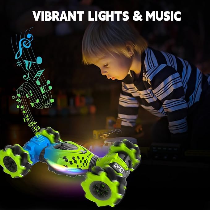 Remote Control Car - RC Drift Car for Boys Age 8-12, Gesture Sensing RC Stunt Cars 4WD Hot Wheels Cars Toy for Kids 4 5 6 7 8 9 10 Year Old Boy Birthday (Green)