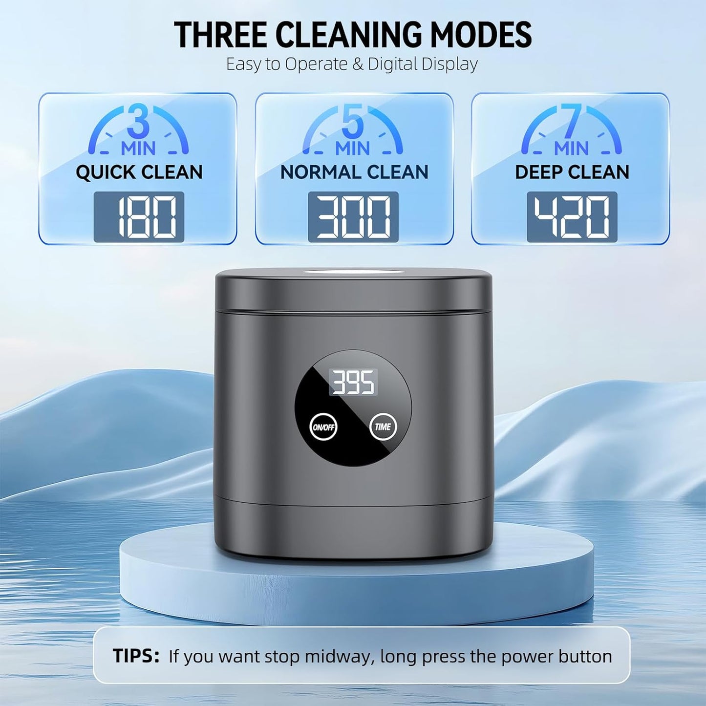 TEBAL Ultrasonic Retainer Cleaner Machine, 52kHz Ultrasonic Denture Cleaner for Night Guards, Braces, Toothbrush Heads, Jewelry and More, Ultrasonic Cleaner for Retainers with 250ML Capacity, Black