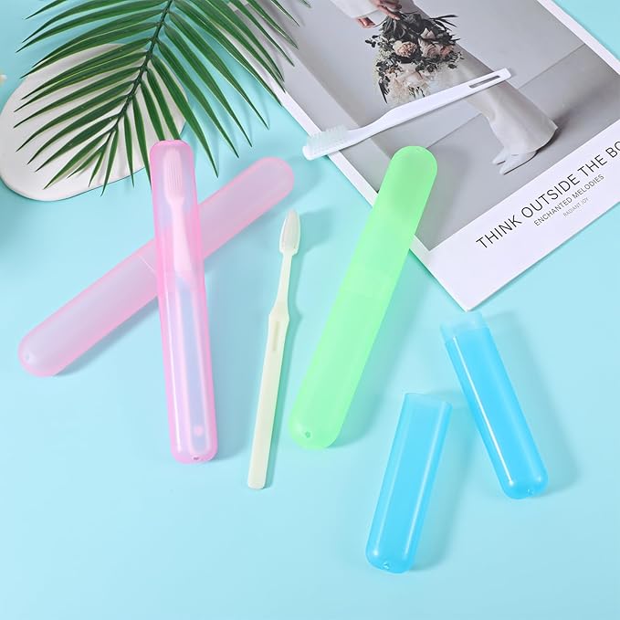 8 PCS Plastic Toothbrush Case Travel Toothbrush Holder Portable Toothbrushes Travel Case Dustproofs Toothbrushes Container Tooth Brush Cases Colored Tooth Brush Holder for Travels Camping Home,2 Size
