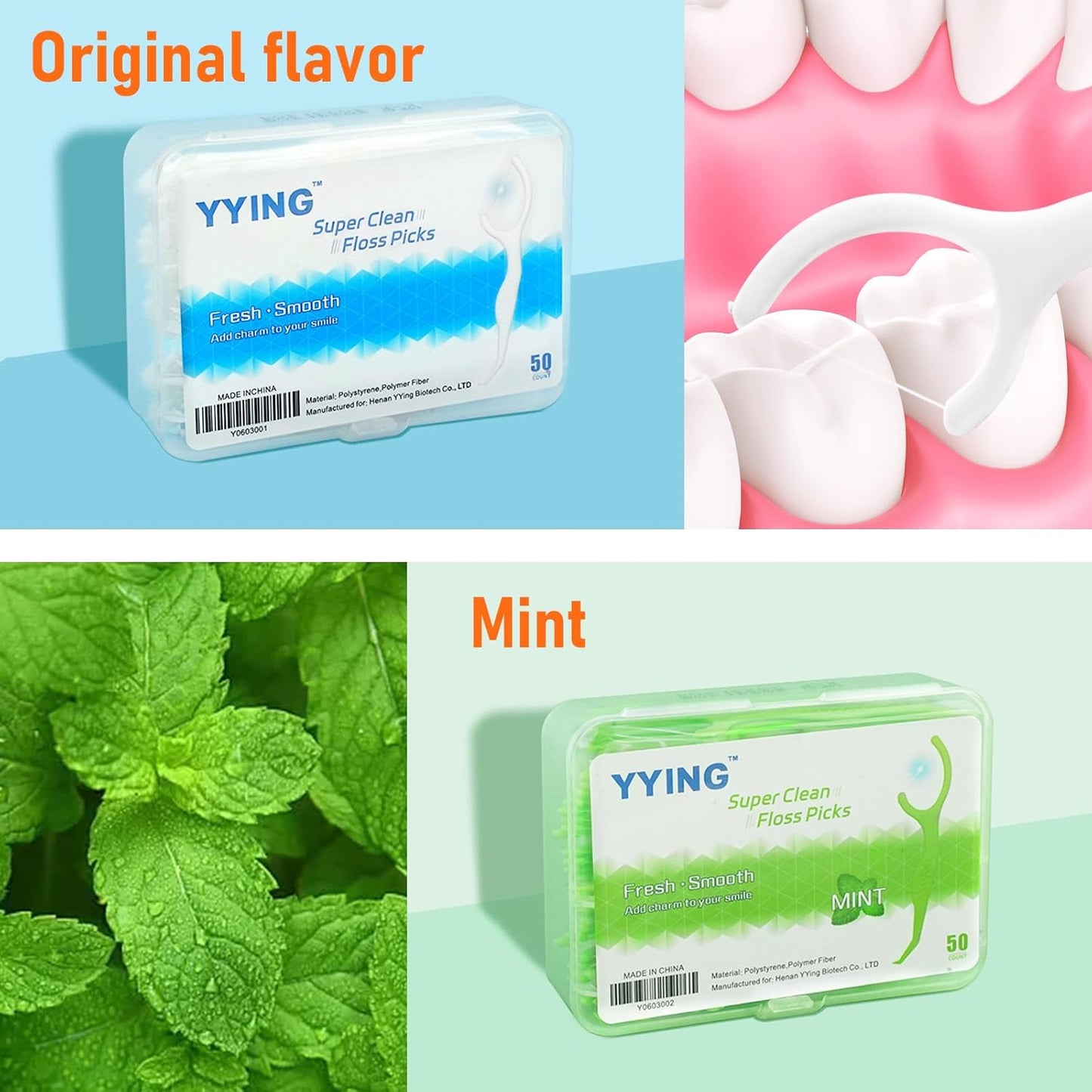 Dental Floss Picks 50 Count, Travel Floss Picks Extra Strong Flosser Professional Tooth Picks Flossers for Adults with Portable Case, Toothpicks Floss Sticks for Teeth Cleaning and Oral Care