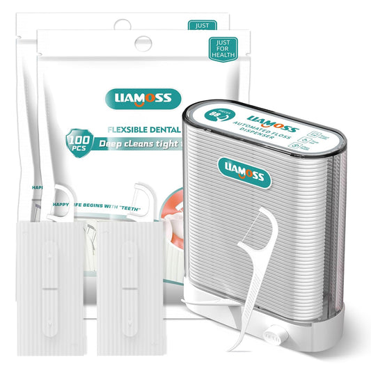 308 Count Dental Floss Picks with Dispenser, Superlight Floss Picks Travel Case, Super Smoothly on Tight Spaces, Efficiently Cleans Between Teeth to Help Fight Plaque (White)
