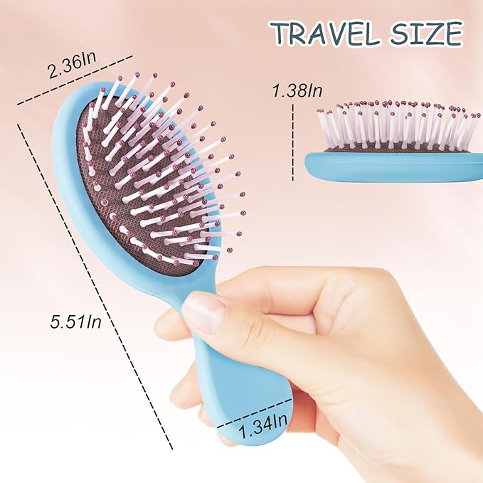 Hair Brush, Mini Detangling Hairbrush for Dry and Wet Hair, Small Size Travel Detangler Brush for Girls Boys Kids Women Men for All Hair Types (Bluish)