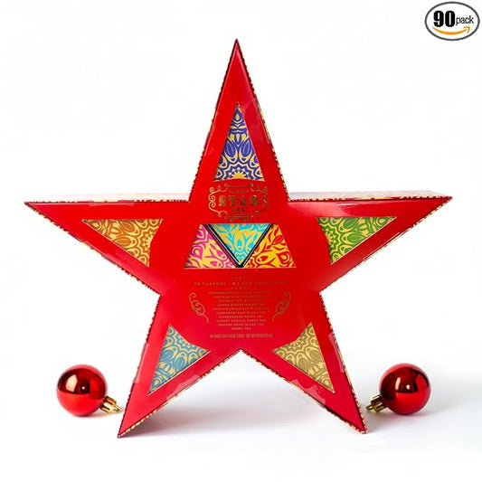 Life Plus Style Gourmet TeaKraft Star Tea Gift Set 10 Premium Flavors 90 Tea Bags Christmas Holiday Assorted Gift Tea Sets for Women Festive Tea Sampler and Christmas Tea Bags