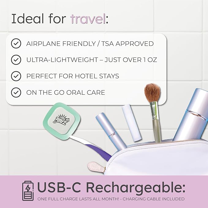 Rayz UV-C Toothbrush Sanitizer | Portable & Rechargeable | 99.9% Sanitization in 3 Minutes | Wall Mountable, Travel-Friendly & TSA-Approved (Mint)