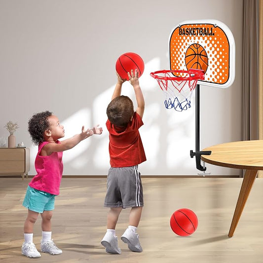 NZQXJXZ Indoor Basketball Hoop, Tabletop Basketball Hoop Set with Clips with Two Balls, Mini Hoops for Desk Table Bed Office Bedroom Basketball Toys for Kids and Adults