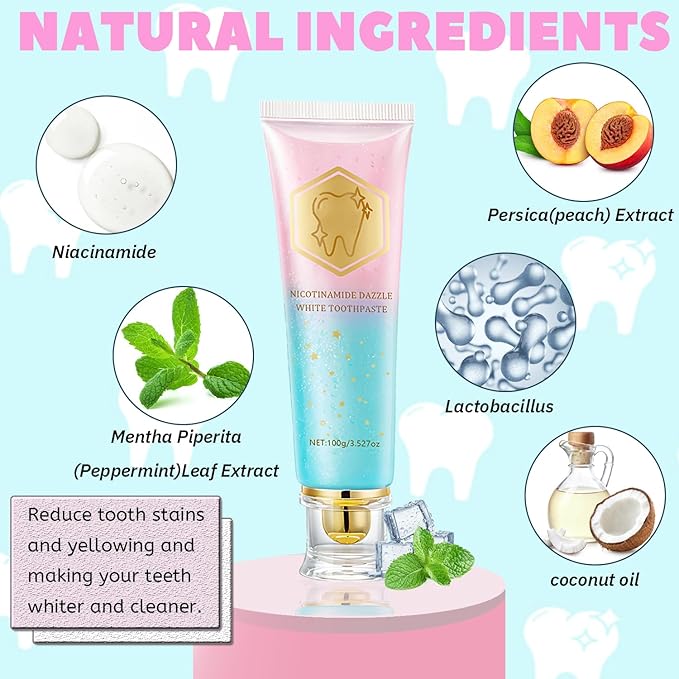 2PCS Niacinamide Whitening Toothpaste, Intensive Stain Removal & Teeth Brightening for Fresh Breath, Deep Cleaning, Enamel Safe & Gum Care (2 Pack)