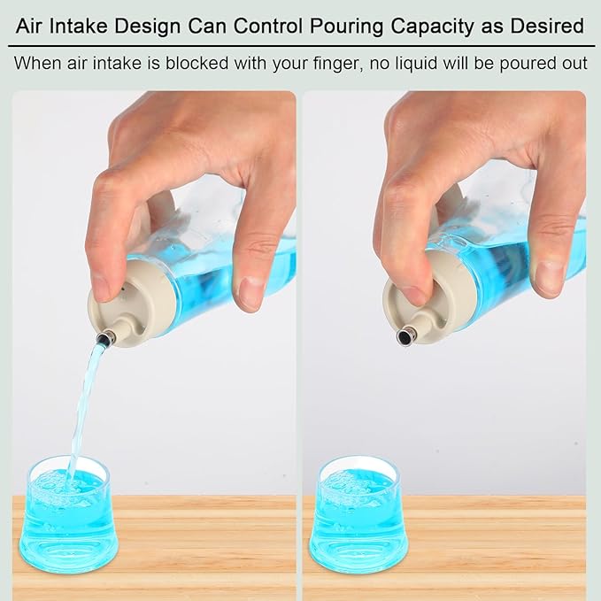 Tiyafuro Glass Mouthwash Dispenser for Bathroom, 8.8OZ Mouth Wash Container Bottle with Lid Cup, Small Clear Refillable Mouthwash Holder Decanter for Countertop, Multifunctional Glass Bottle