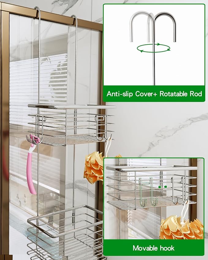 2-Tier shower caddy hanging,shower rack,small hanging bathroom organizer,bathroom door organizer,shower caddy over shower head