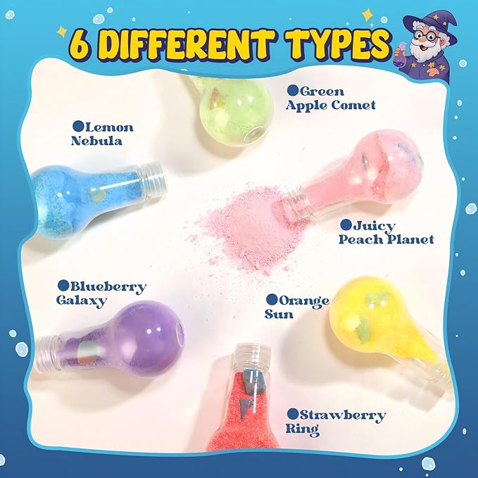 Velanora 6 Pack Bath Potions Kit for Kids Fun Bath Bombs Interactive Bath Toys Nontoxic Scientific Experiment Children's Enlightenment Kids Potion kit for Bathtubs and Pools Applicable to Age 3＋