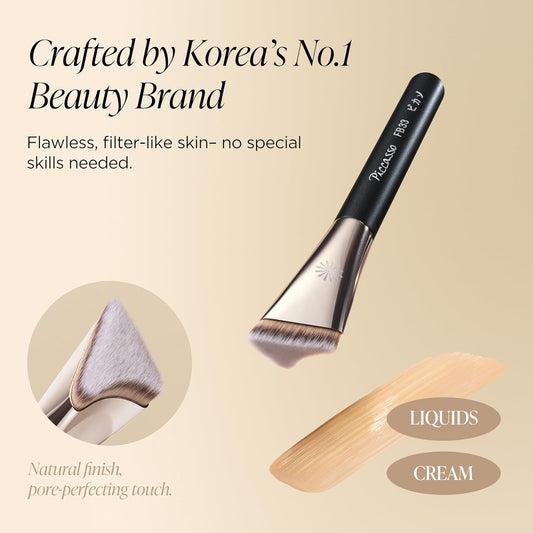 Piccasso FB33 Foundation Brush – Tapping Cover Brush for Liquid & Cream Foundation, Fills Pores with Soft Bristles for Smooth and Flawless Face Makeup, Professional Korean Beauty Tool