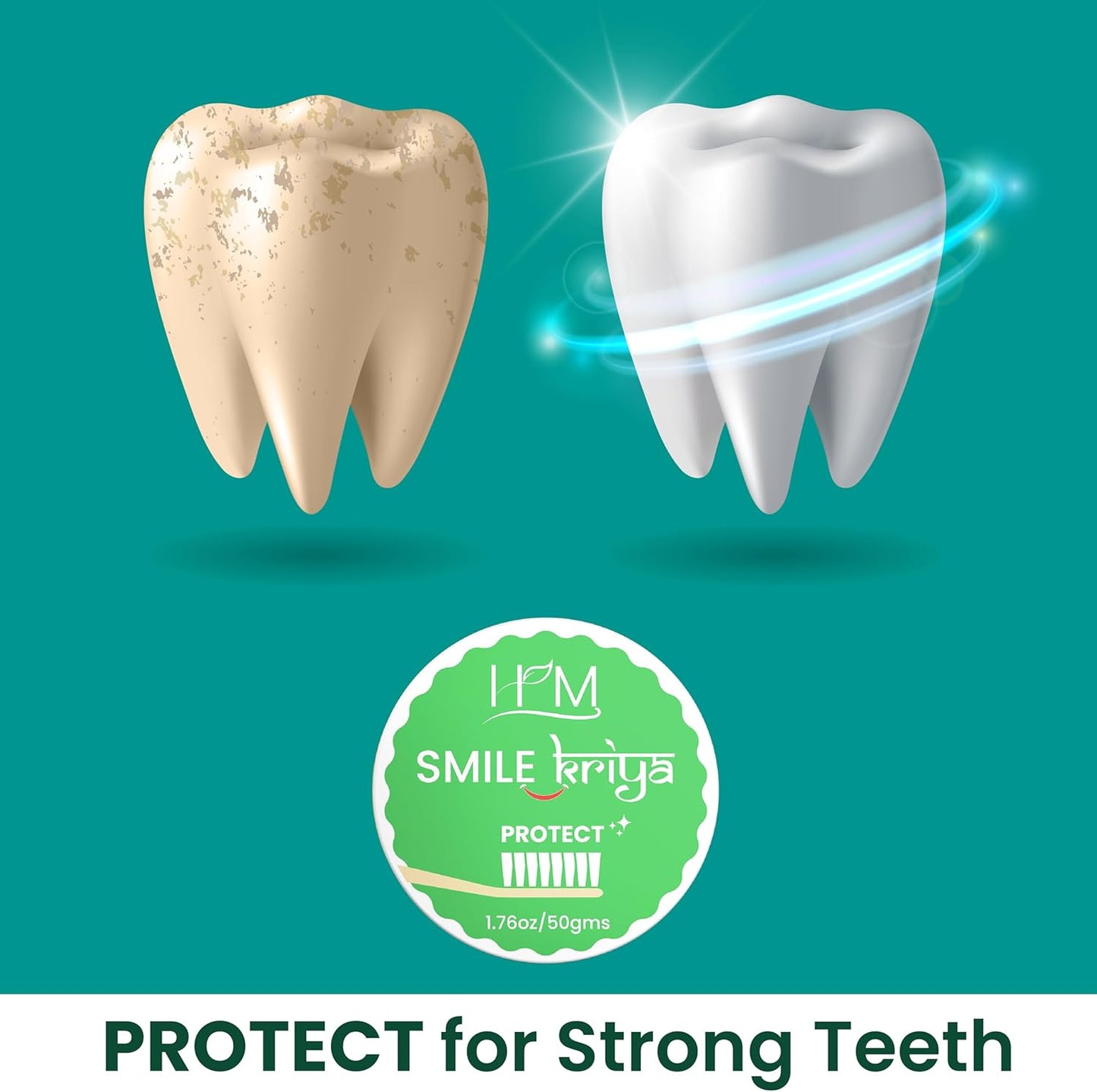 HM - Smile Kriya Ayurvedic Toothpowder Duo (Pack of 2) | Whitens Teeth Naturally, Remineralizes Enamel, Strengthens Gums & Freshens Breath | Activated Charcoal & NanoHydroxyapatite | 1.76 oz X 2