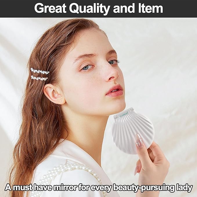 Compact Makeup Mirror with Lights - 3.5" Portable, 2-Sided, Lightweight & Shatterproof, Folding Magnifying Mirror 2X/10X, for Women