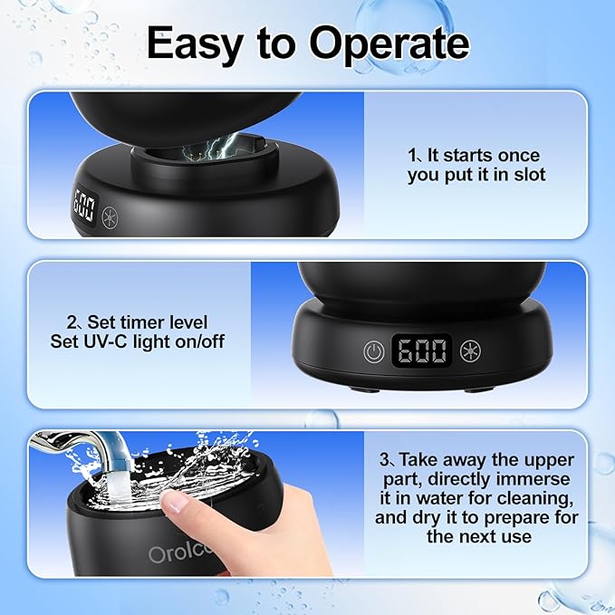 Ultrasonic Retainer Cleaner for Invisalign Portable Waterproof Mouth Guard Cleaner with Timer 3-Mode 180ml Night Guard Cleaner Powerful Cleaning-Best Gift for Braces Users/Christmas