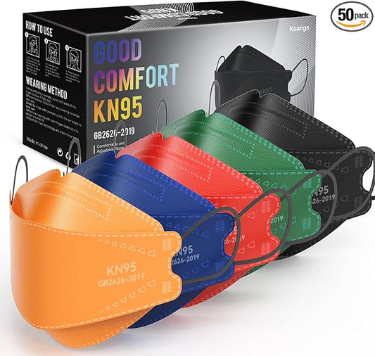 Keangs KN95 Face Masks 50 Pack, Breathable Protective Disposable Mask for Adults And Teens, Multicolor