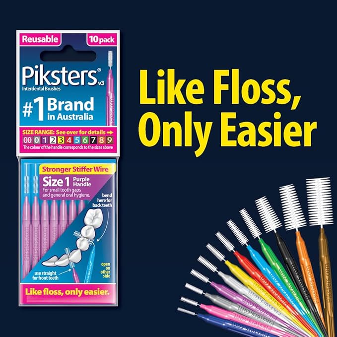 Piksters Interdental Brushes, 35 pk, Size 00, Interdental Tooth Brush for Extremely Tight Gaps, Gum Soft Bristles for Plaque Removal, Safe for Braces