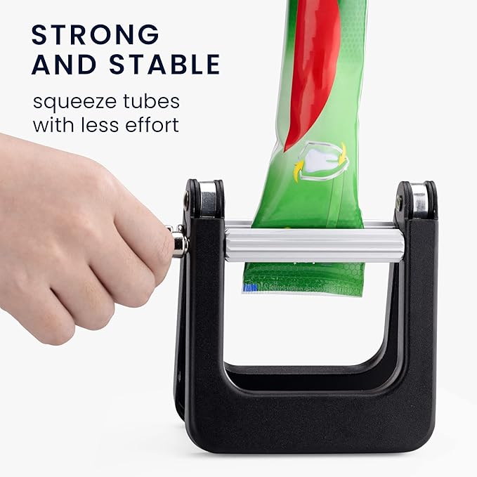 kwmobile Metal Toothpaste Tube Squeezer - Large Wringer Roller Dispenser for Hair Colour Dye, Paint Tubes, Hand Cream, Cosmetics, Oil Paints - Black