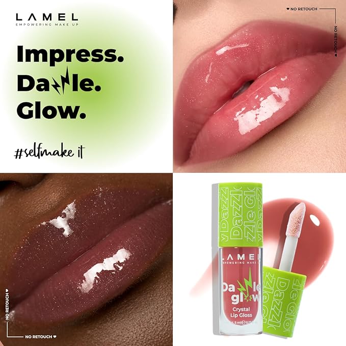 Lamel Dazzle Glow Crystal Clear Lip Gloss - Hydrating Lip Gloss - Non Sticky - Colored - Moisturizing - №403 Fancy
