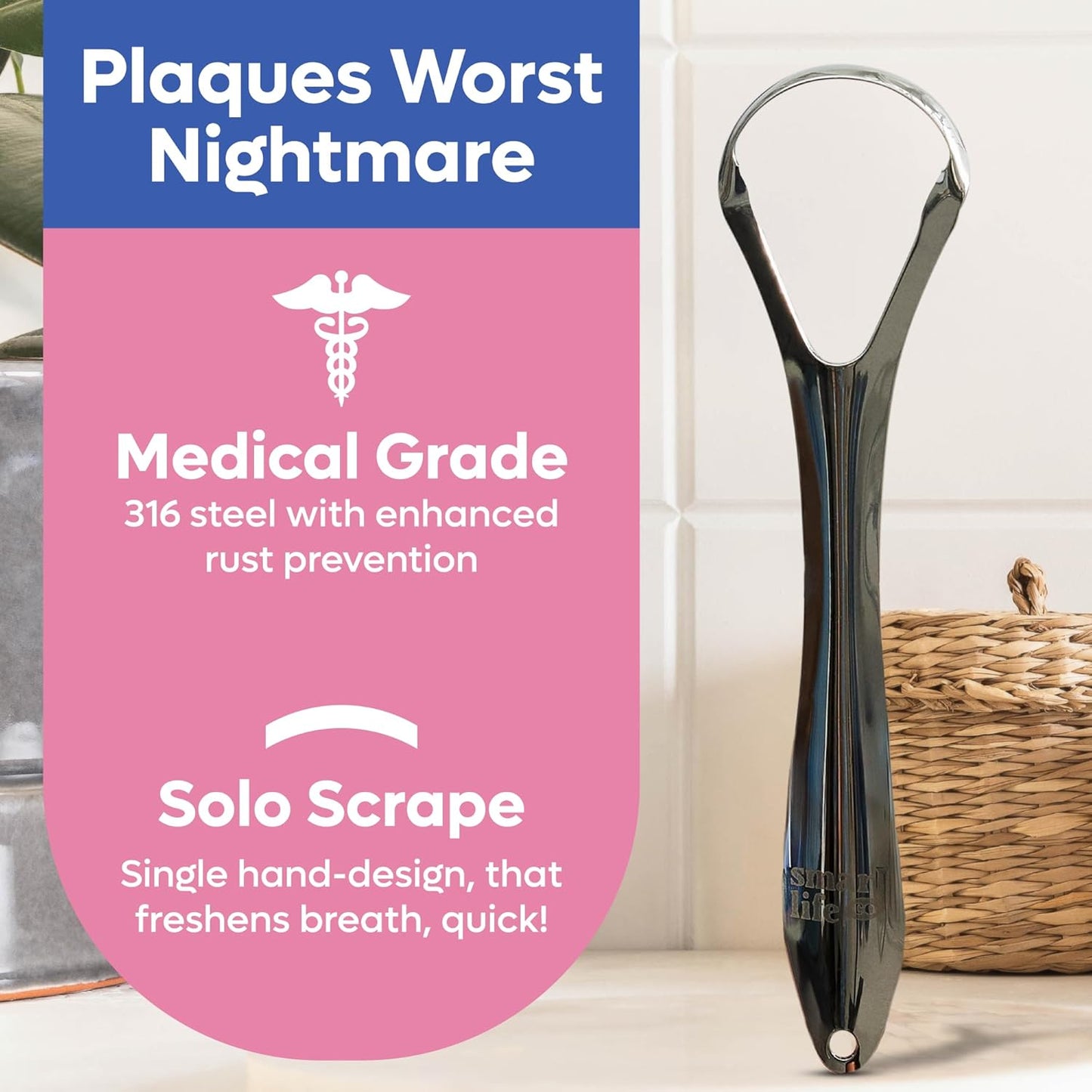 Tongue Scraper For Adults & Kids - 2 Pack Stainless Steel Tongue Scraper Travel Metal Case | Mouth Cleaner For Bad Breath Treatment | Best Disposable No Plastic Scrubber | Oral Care Hygiene Essentials