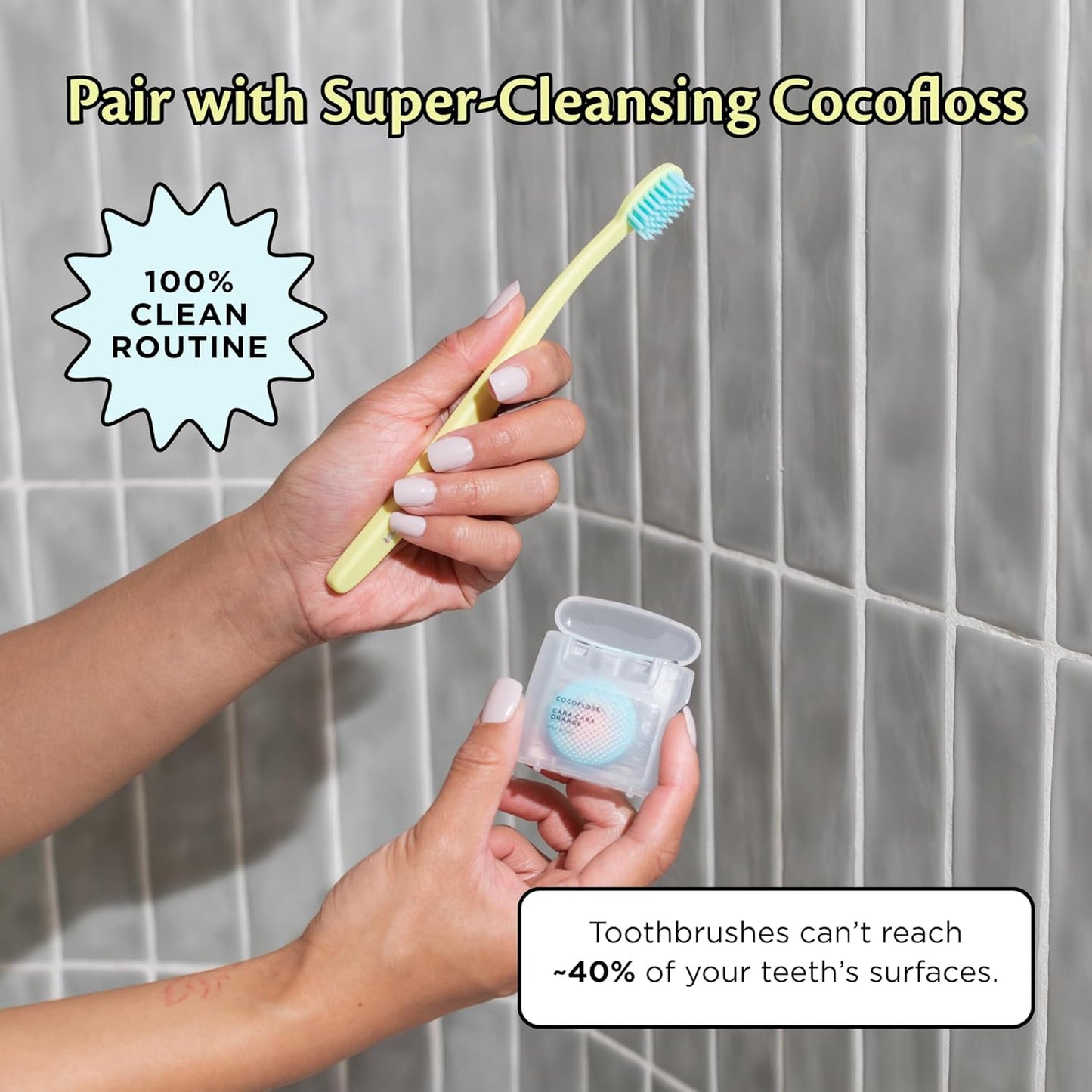 Cocofloss Cocobrush, Ultra-Soft Manual Toothbrush, Dentist-Designed, Gentle on Gums, Made from Recycled Plastic, Tickled Pink