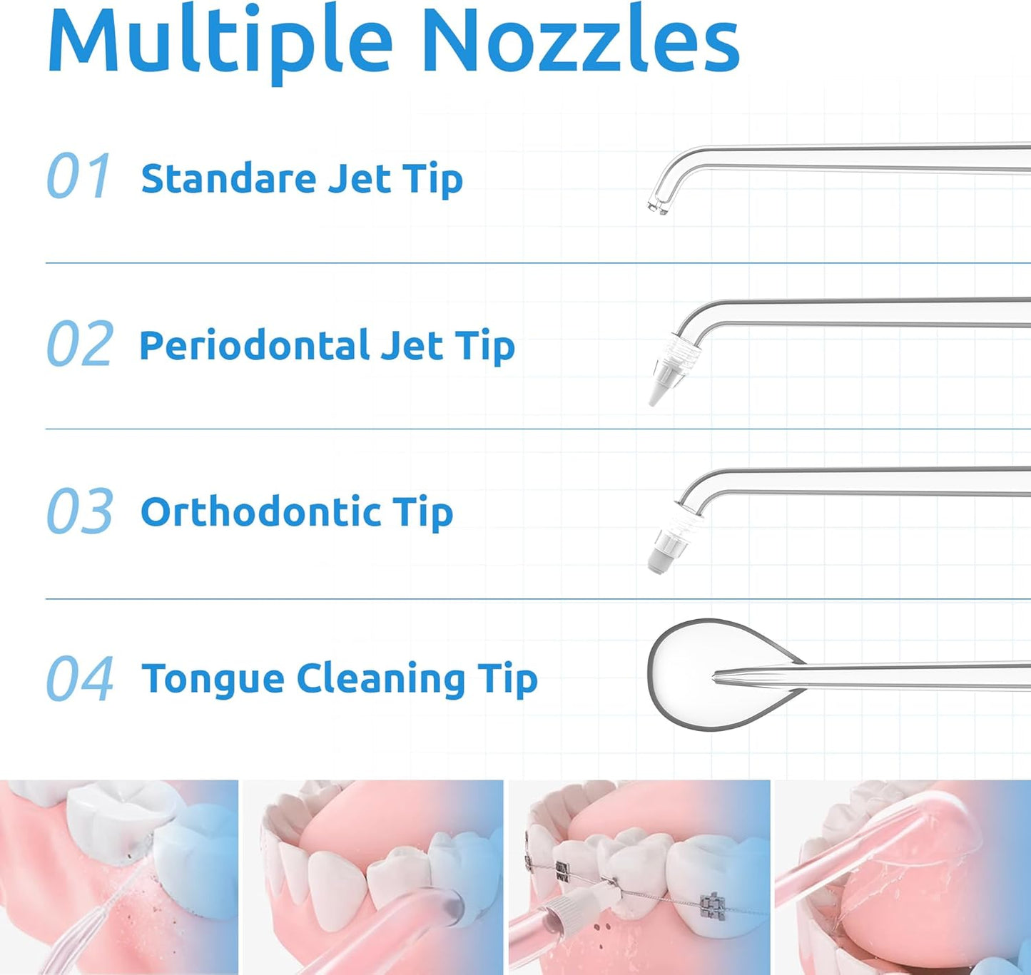 Water Flosser [Dental Cordless Portable] 6 Modes & IPX7 Waterproof Rechargeable Oral Irrigator Water Teeth Cleaner Floss Pick, Home Use WaterFlossers for Braces Bridges/Gum Care (White)