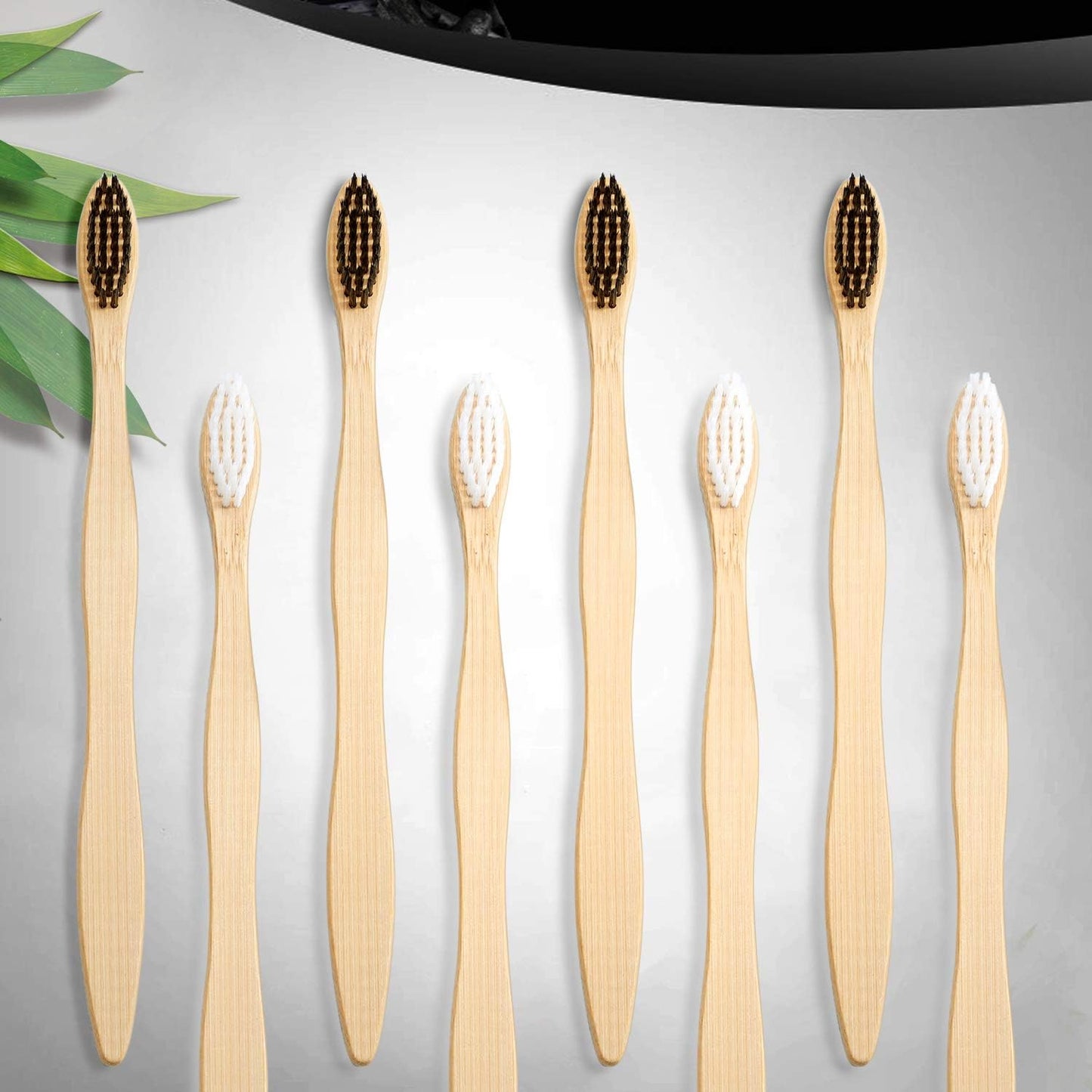 Boao 20 Count Bamboo Toothbrushes Soft Bristle Wooden Charcoal Toothbrushes Bulk for Adults Reusable Travel