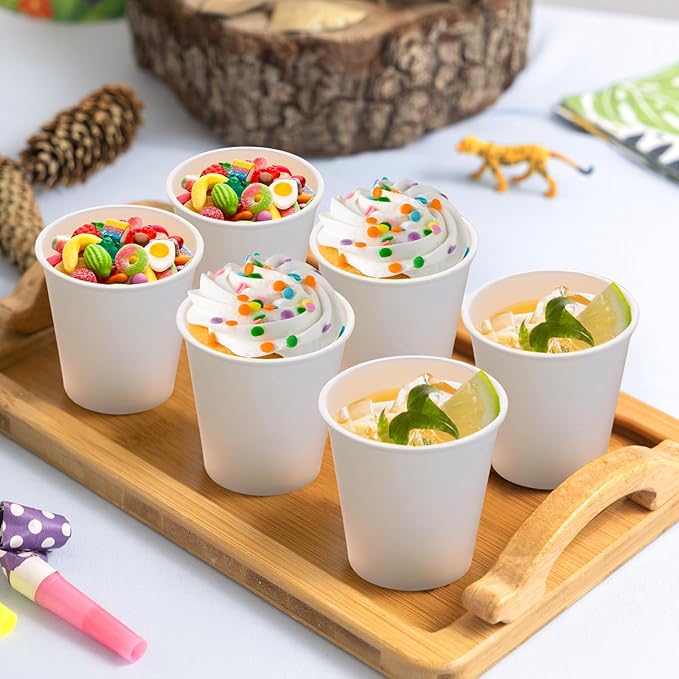 [300 Pack 5 oz Mini Paper Cups White, Small Mouthwash Cups 5 OZ, Disposable Bathroom Cups 5 Ounce for Supermarket, Birthday Party, Travel, Events, Picnic, BBQ