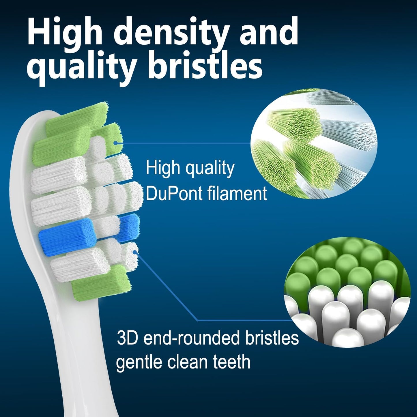 Replacement Toothbrush Heads Compatible with Philips Sonicare ProtectiveClean 4100 5100 5300 6100 Electric Toothbrushes, W Replacement Head for Sonicare, Black/White, 8 Count