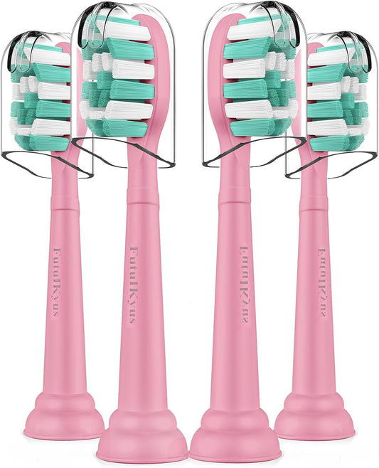 Toothbrush Replacement Heads for Philips Sonicare 4100 5100 Plaque Control Gum Health Simply Clean Electric Brush Head, 4 Pack, Pink