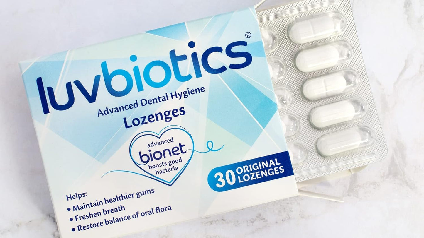 Luv Biotics Sugar Free Original Mint Lozenges with Oral Probiotics,Xylitol & Aloe Vera for Fresh Breath, Dry Mouth Relief, Gum Health & Oral Microbiome Support – 30 Lozenges
