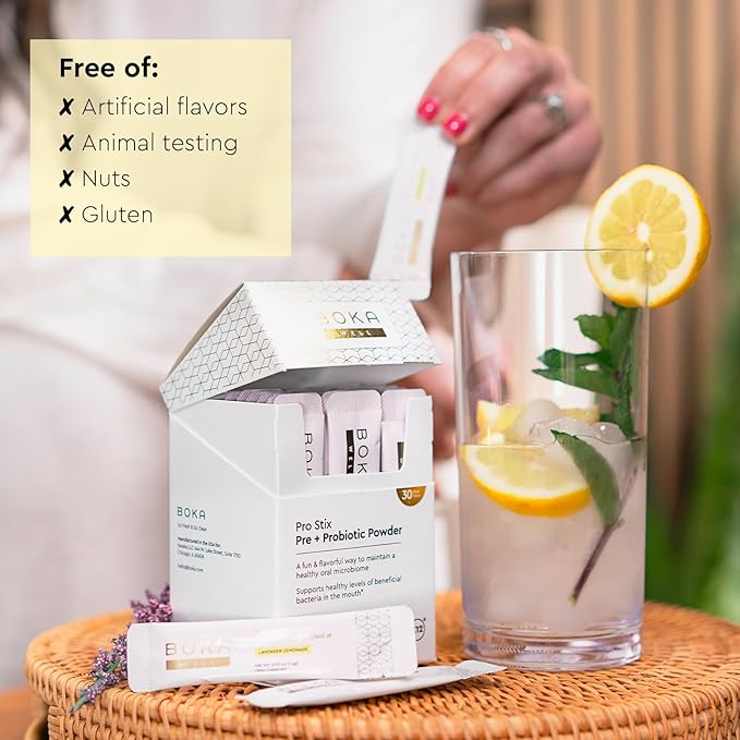 Boka Fluoride Free Toothpaste Nano Hydroxyapatite, Whitening* - 4 Fl Oz 1Pk + Boka Pro Stix Oral Probiotics for Mouth Bad Breath - 30ct Dental Probiotics Powder