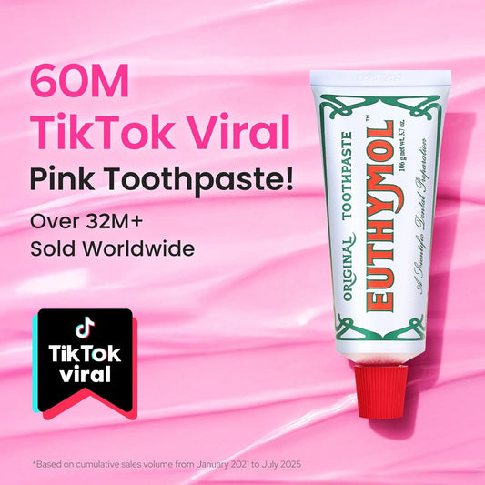EUTHYMOL Original Pink Toothpaste (3.7fl oz/Pack of 1) - Fluoride-Free Toothpaste for Sensitive Teeth & Gum. Bad Breath, Cavity Prevention, 12-Hour Long Lasting Freshness with Wintergreen
