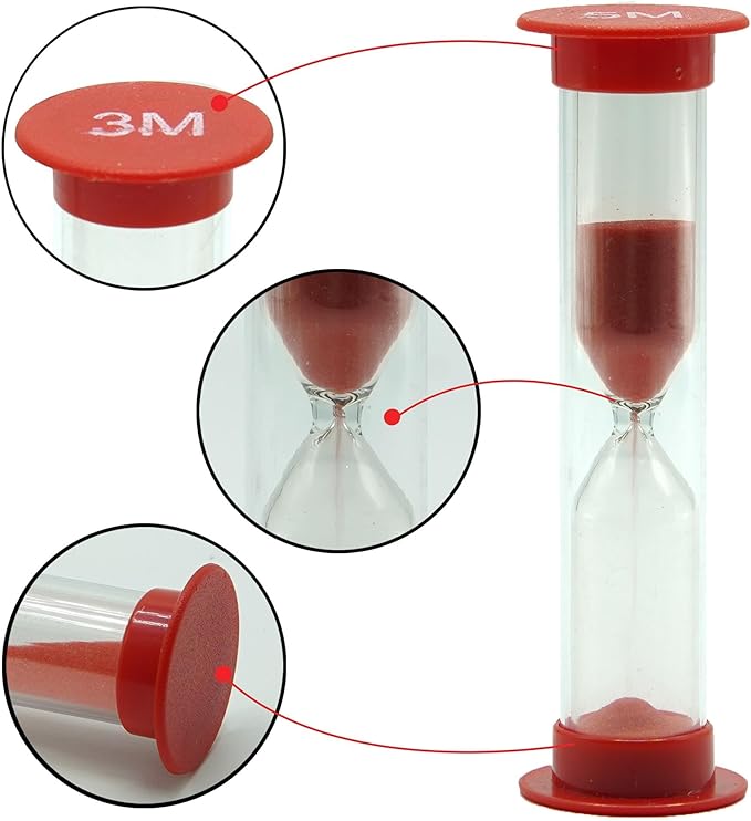 Sand Timer for Kids Set of 4 Small Colorful (Multi) Hour Glass Acrylic Covered Clock 1Min 2Min 3Min 5Min for Classroom, Home & Kids Room