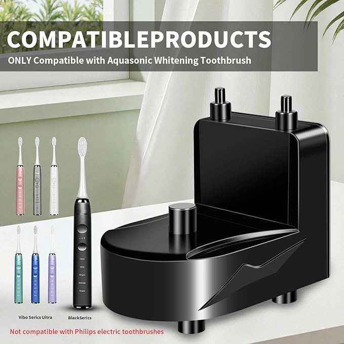 Electric Toothbrush Charger for AquaSonic Electric Toothbrush, Wireless Wall Charger for AquaSonic Black Series/AquaSonic Vibe Series Toothbrush, Save Space/Waterproof/Portable (White)